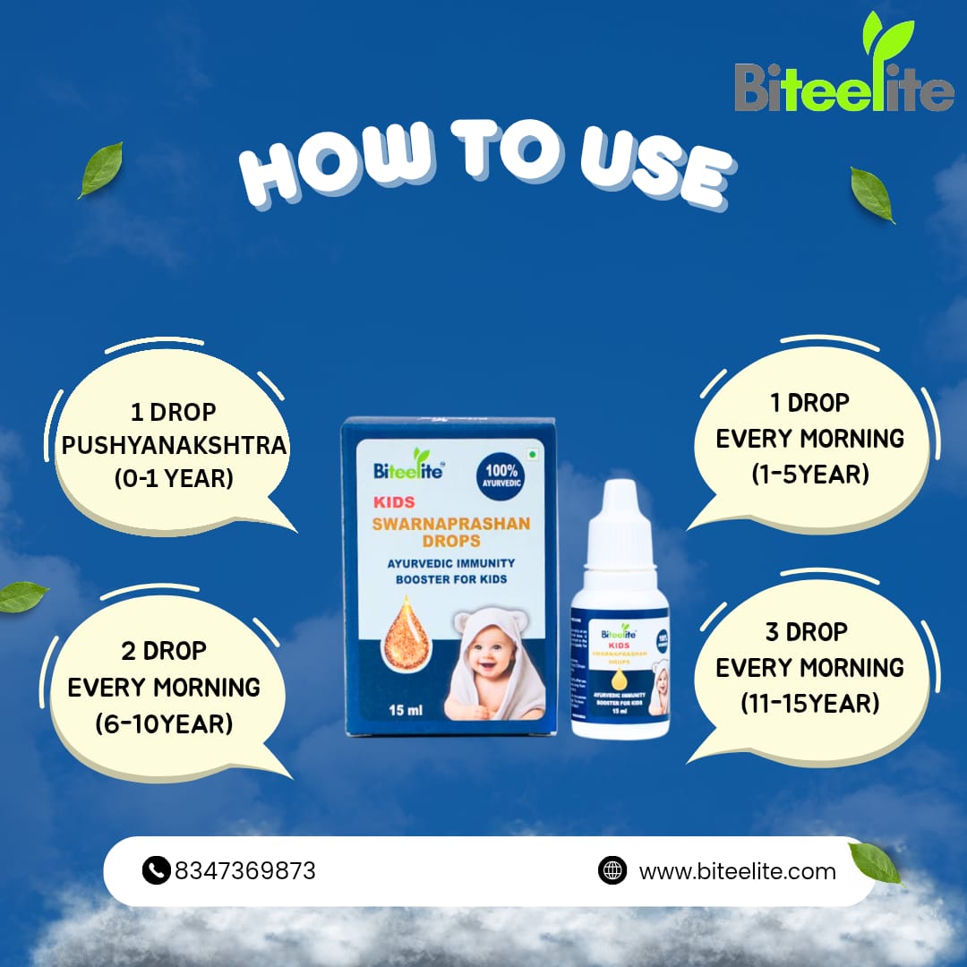 Biteelite Kids Swarnaprashan Drops – Ayurvedic Immunity Booster for Children (15ml Pack Of 1)