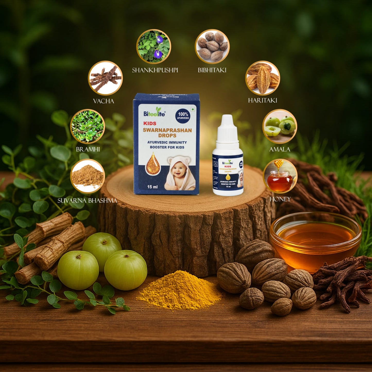 Biteelite Kids Swarnaprashan Drops – Ayurvedic Immunity Booster for Children (15ml Pack Of 1)