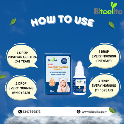 Biteelite Kids Swarnaprashan Drops Pack of 2 – Ayurvedic Immunity Booster (15ml Each)