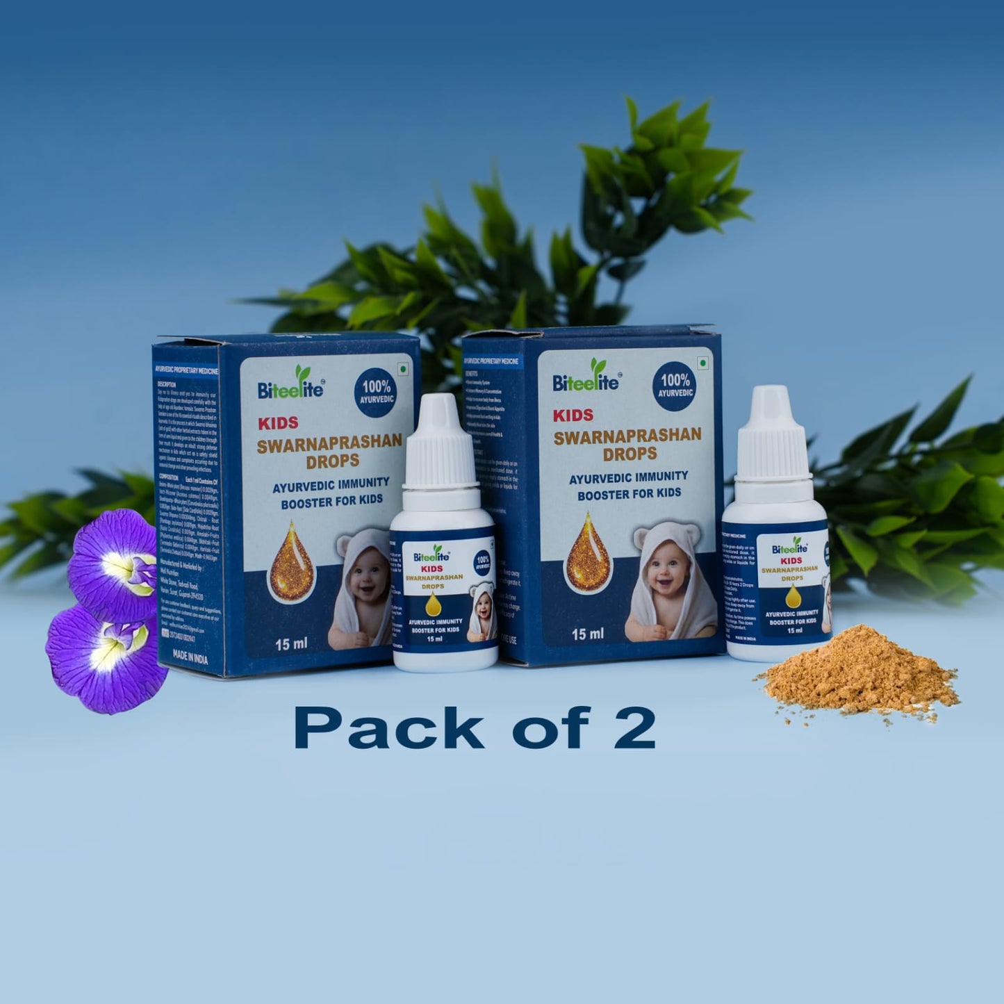 Biteelite Kids Swarnaprashan Drops Pack of 2 – Ayurvedic Immunity Booster (15ml Each)